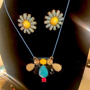 Vintage Floral Earrings and Statement necklace.